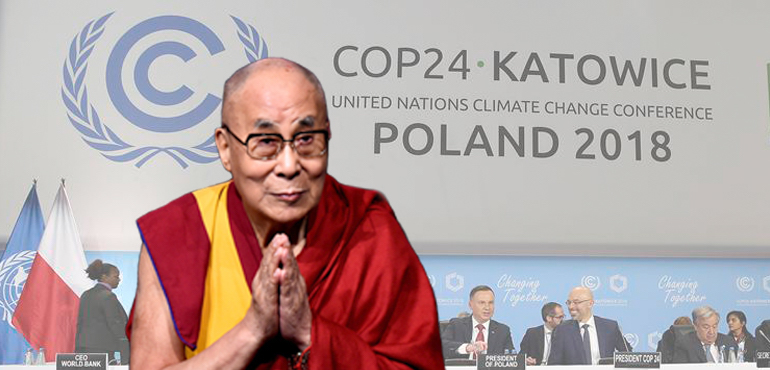 达赖喇嘛尊者致函呼吁联合国气候大会对全球气候变化采取行动 照片/电脑合成