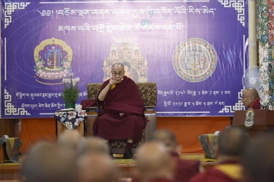 达赖喇嘛尊者在达兰萨拉尊胜寺召开的第二届藏传佛教跨学派“时轮”传承研讨会上发言 2019年5月5日 照片Tenzin Jigme/CTA