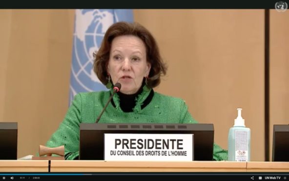 联合国人权理事会主席在人权理事会第43届例会上发言2020年3月10日 照片/驻日内瓦办事处提供